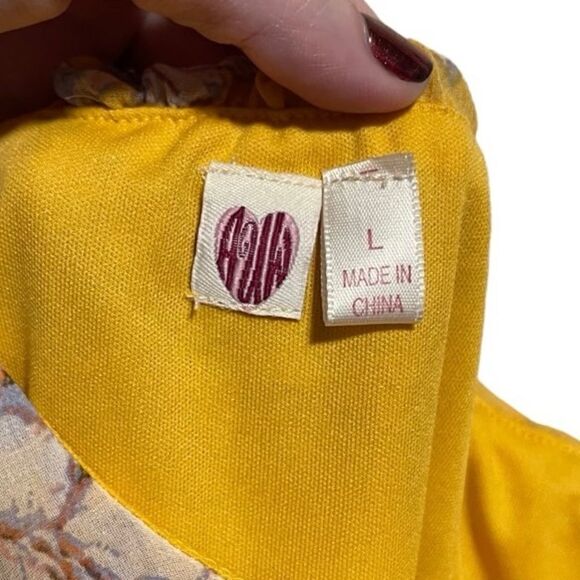 As U Wish- Women’s Yellow Floral High Low Dress, Size Large - Picture 3 of 11